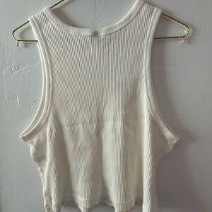 Uniqlo Cream Ribbed Tank Top